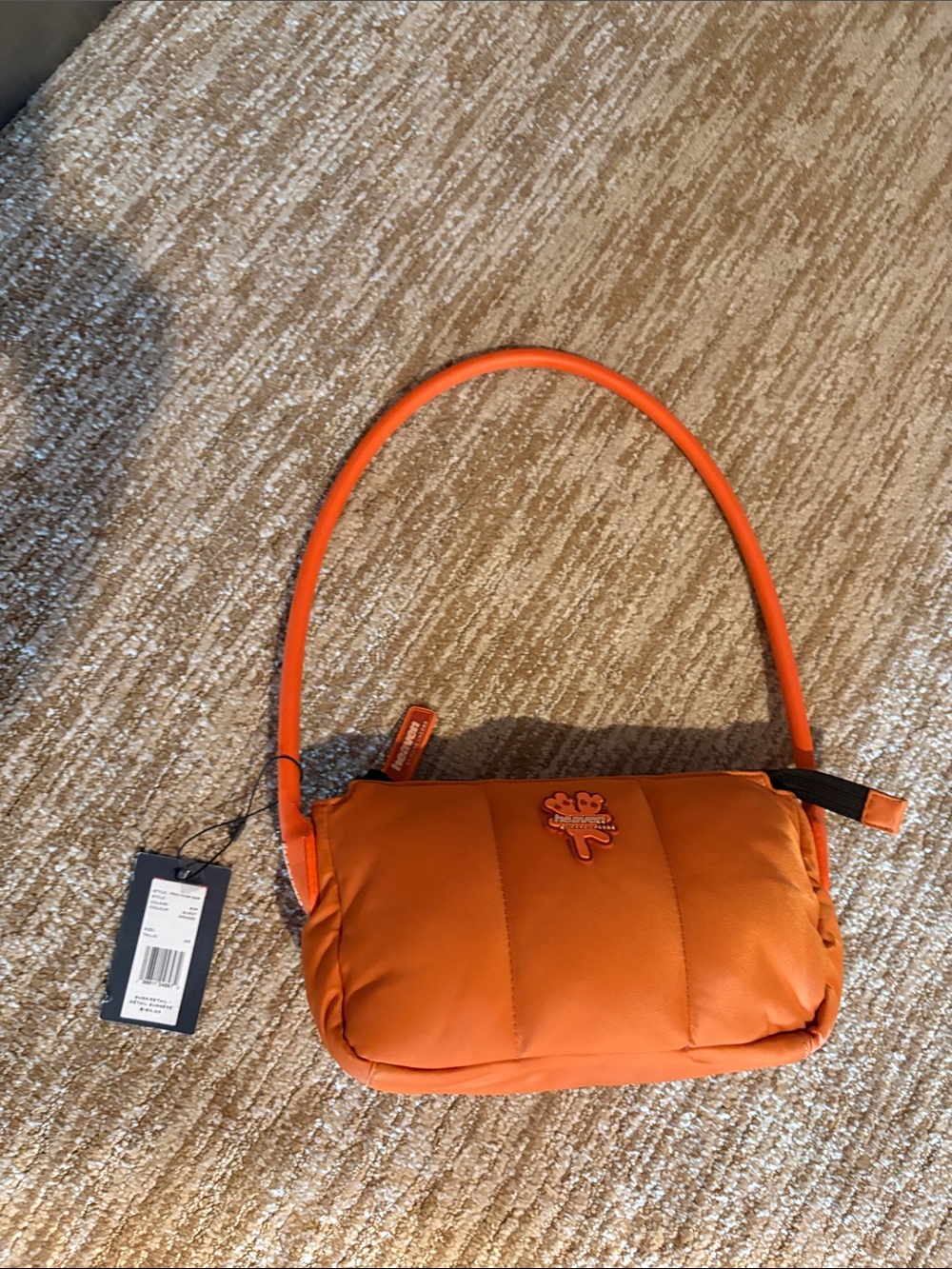 Orange Puffer Shoulder Bag